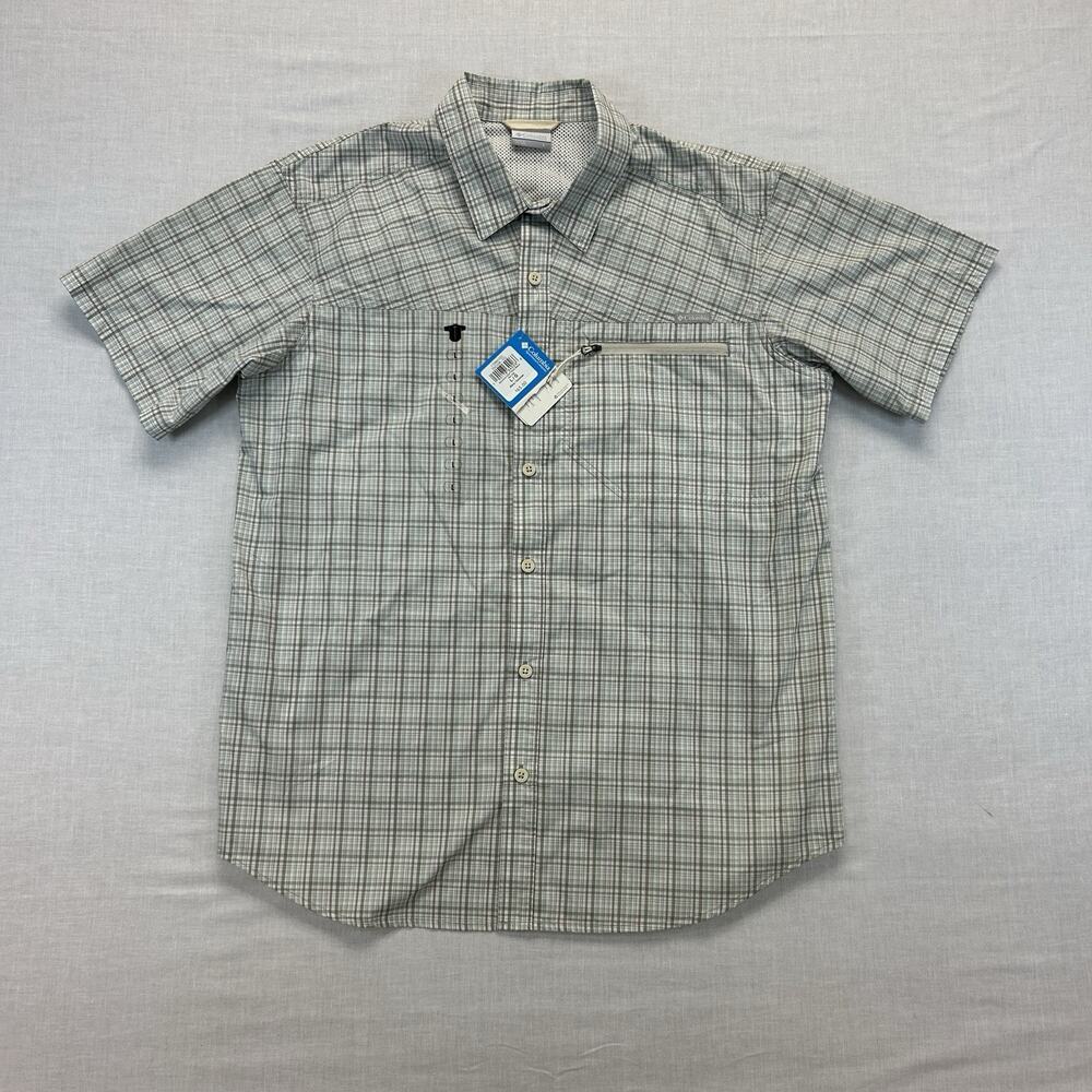 Columbia NEW Sycamore Falls Button Up Shirt Men's Large Green Plaid Short Sleeve